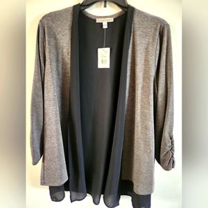 NWT Black and Gray Open front blazer, Size L